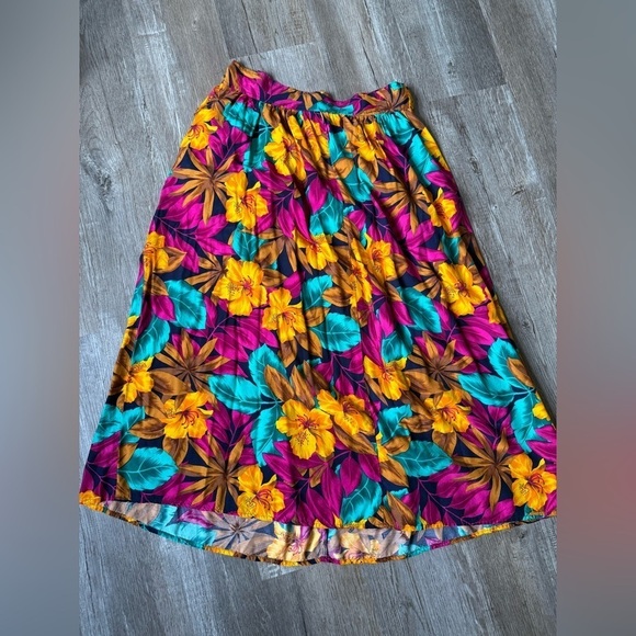 VTG SK & Company Floral Maxi Skirt Pattern Hippie Boho Multi Color Size 12 M L - Picture 6 of 7